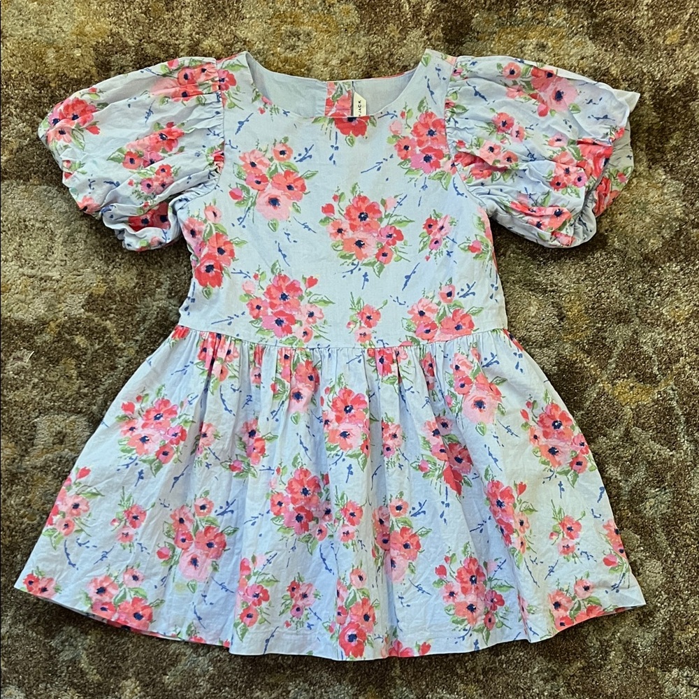 Janie and Jack Pink Floral Puff Sleeve Dress